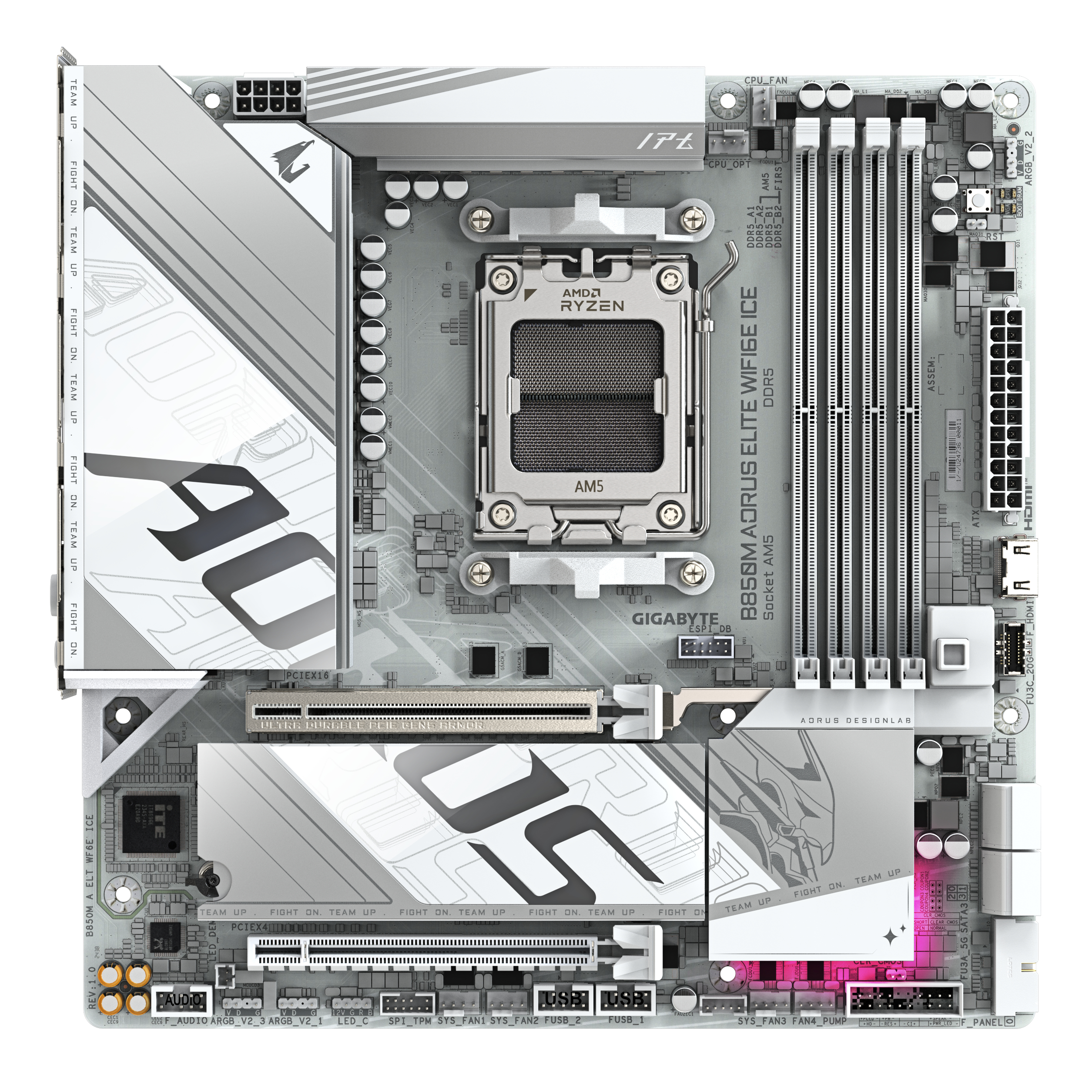 Bekijk afbeelding 2 van Gigabyte AM5 B850M AORUS ELITE WIFI6E ICE - DDR5/2xM.2